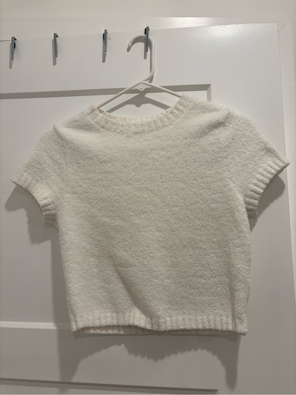 UGG Cream Short Sleeve Knit cropped Top